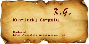 Kubritzky Gergely névjegykártya